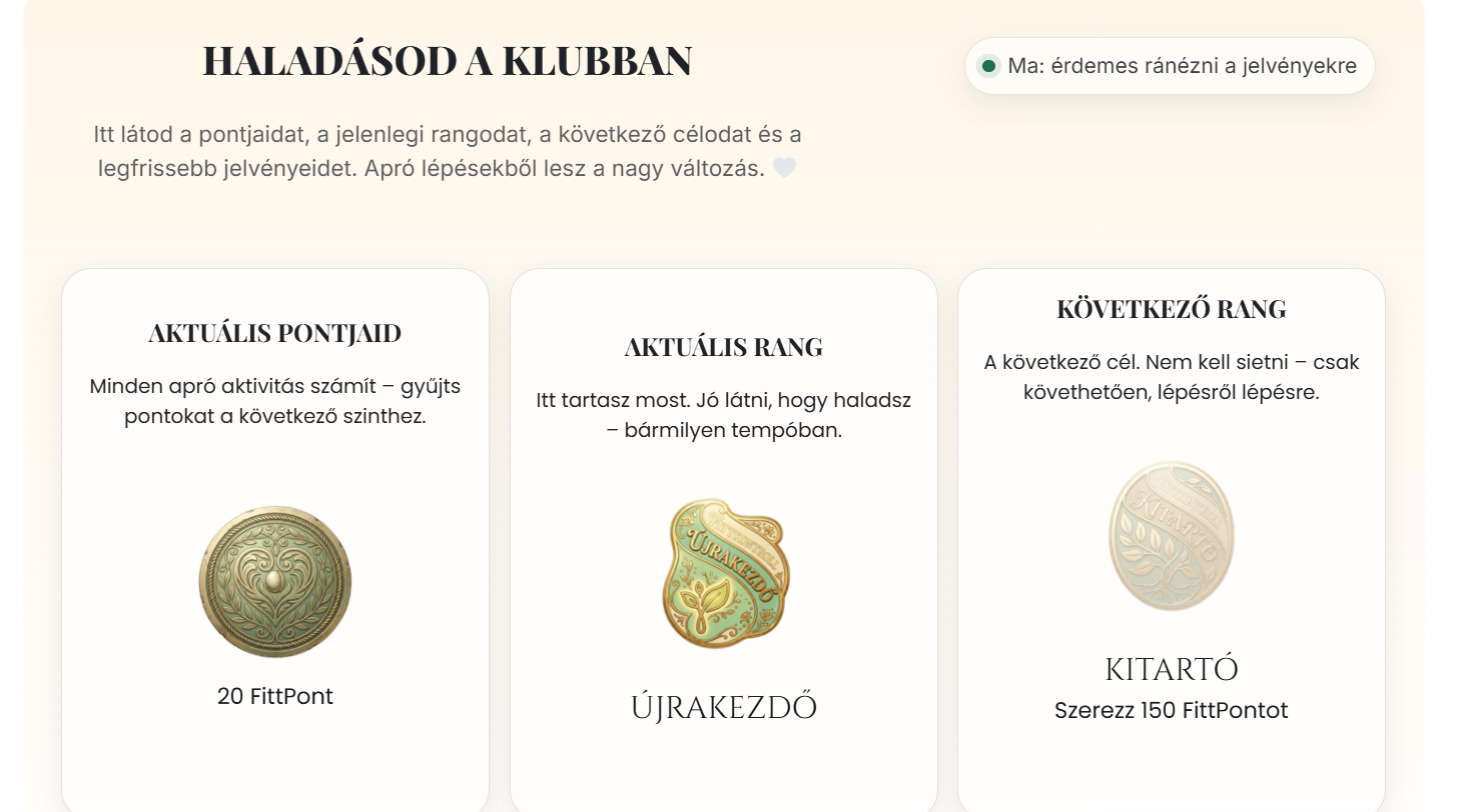Megújulás Pilates Klub – rangok és haladás