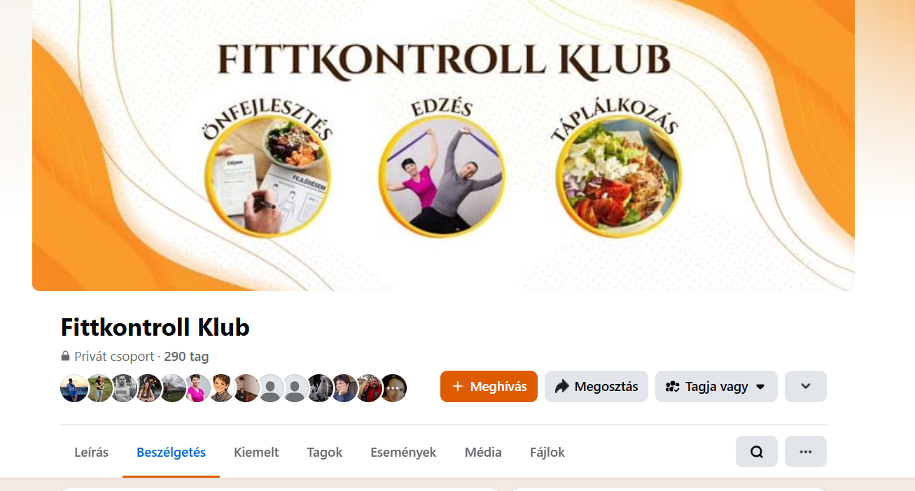 A Fittkontroll Klub zárt Facebook-közösségének bemutatása